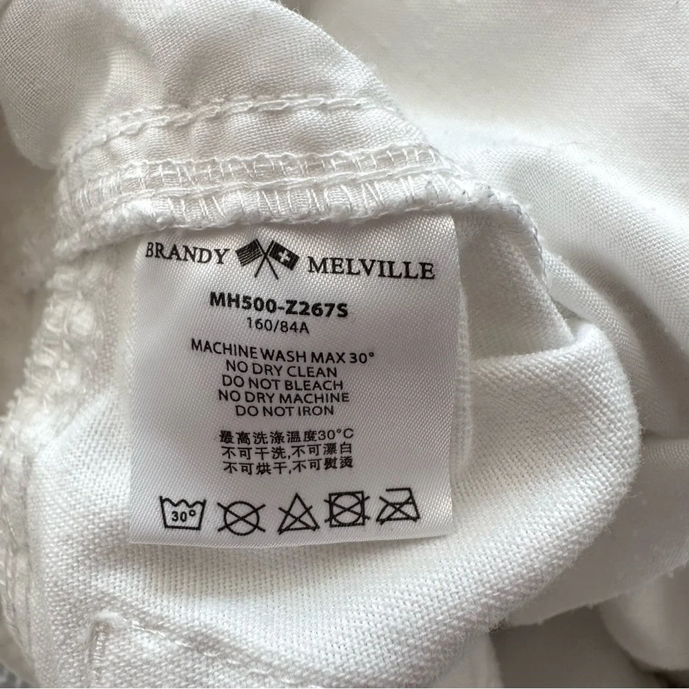Brandy Melville White Kim Cargo Pants Utility Pockets Bungee Wide Leg XS/S